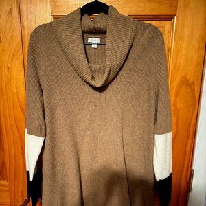 J Jill three-tone tan cowl-neck sweater, size M
